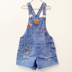 Zara girls patchwork shortalls